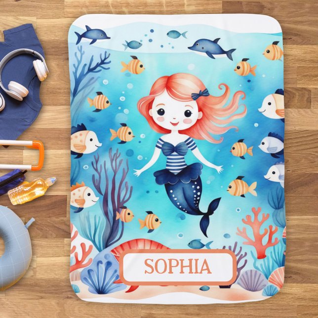 Cute Little Mermaid Under The Sea Baby Blanket (Creator Uploaded)
