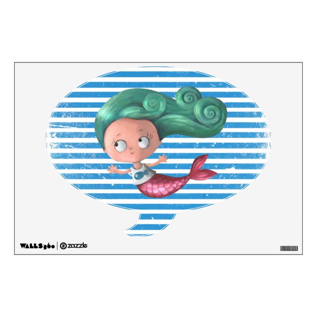 Cute Little Mermaid Wall Decal (Front)