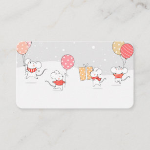 Cute Little Mice Holiday Party Place Card