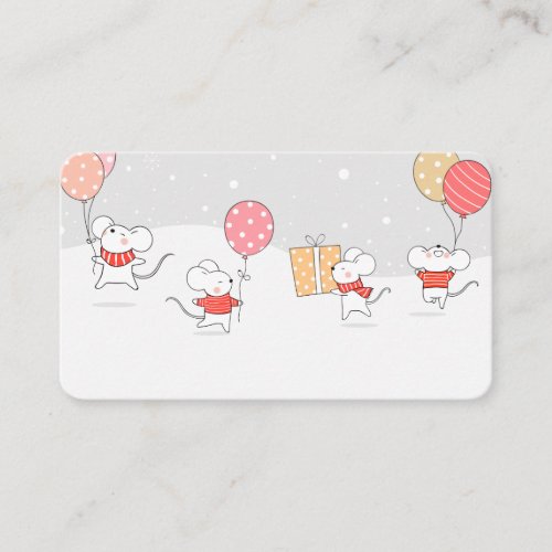 Cute Little Mice Holiday Party Place Card