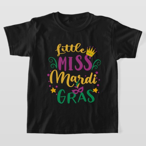 cute Little Miss Mardi Gras carnival fat tuesday T_Shirt