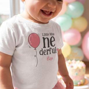 Cute Little Miss Onederful First Birthday Balloon Toddler T-shirt