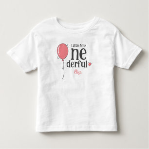 Cute Little Miss Onederful First Birthday Balloon Toddler T-shirt