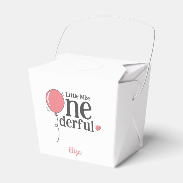 Cute Little Miss Onederful First Birthday Rose Favor Boxes (Front Side)