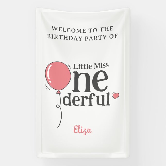 Cute Little Miss Onederful Party Welcome Banner (Vertical)