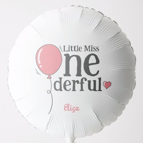 Cute Little Miss Onederful Pink Customized Balloon