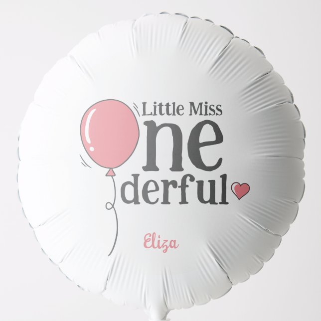 Cute Little Miss Onederful Pink Customized Balloon (Front)