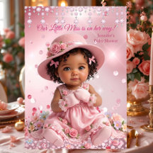 Cute Little Miss Pink Girl Baby Shower Ethnic