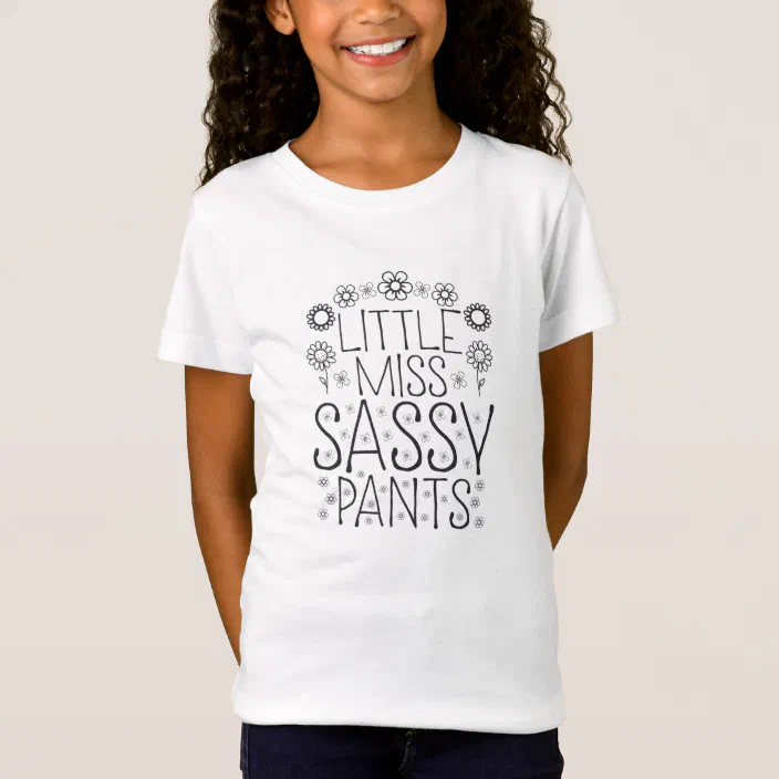 Girls Little Miss Sassy Pants T-Shirt Personalised for Kids perfect princess 