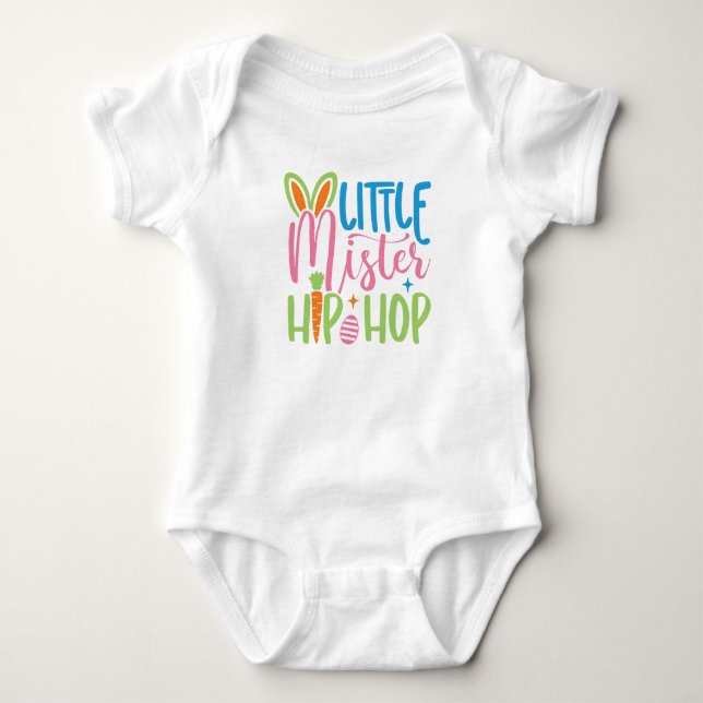 Cute Little Mister Hip Hop Easter Baby Boy Baby Bodysuit (Front)