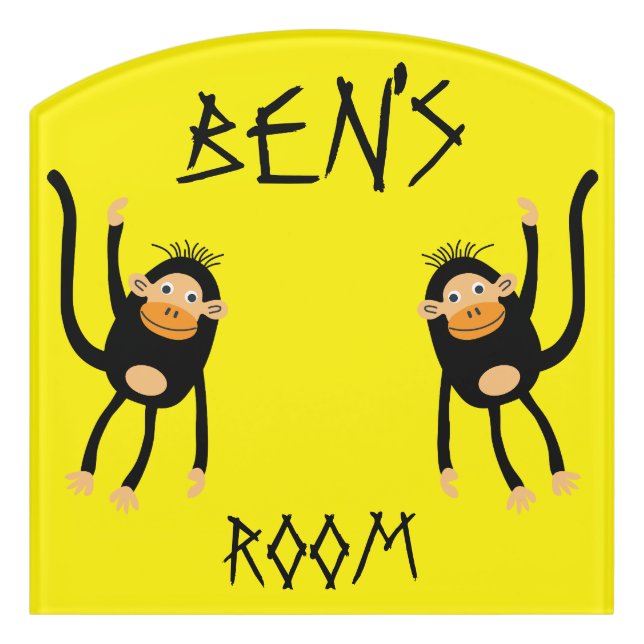 Cute Little Monkey And Bananas Door Sign (Contour Front)