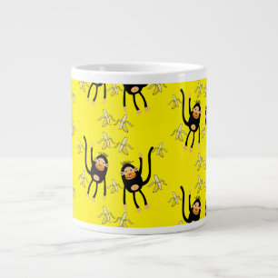 Cute Little Monkey And Bananas Giant Coffee Mug