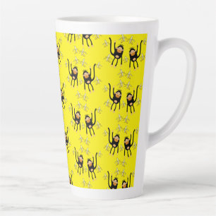 Cute Little Monkey And Bananas Latte Mug