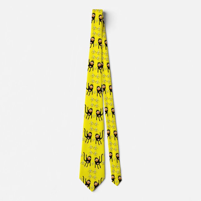 Cute Little Monkey And Bananas Neck Tie (Front)