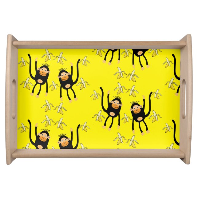 Cute Little Monkey And Bananas Serving Tray (Front)