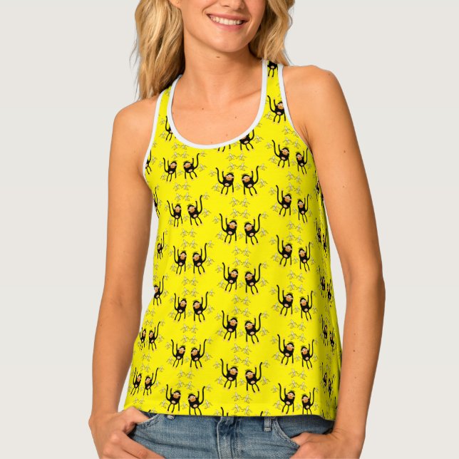 Cute Little Monkey And Bananas Tank Top (Front)