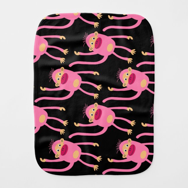 Cute Little Monkey  Baby Burp Cloth (Front)