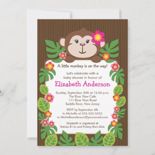 Cute Little Monkey Baby Shower Invitation