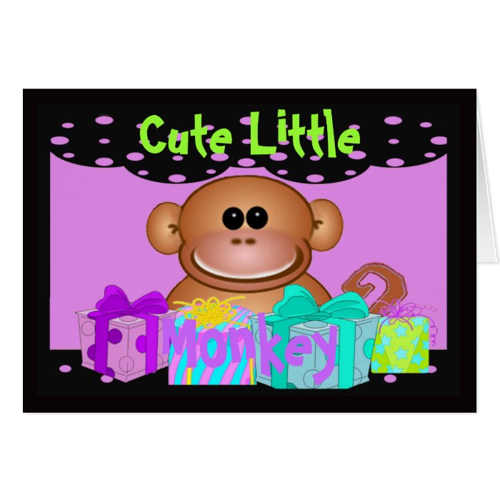 Cute Little Monkey Birthday Card Template