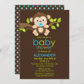 Cute Little Monkey Boy Baby Shower Invitation (Front/Back)