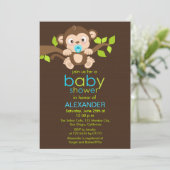 Cute Little Monkey Boy Baby Shower Invitation (Standing Front)