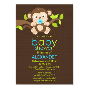 Monkey Baby Shower Invitations Zazzle Cute Little Monkey Boy Baby Shower Invitation