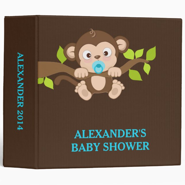 Cute Little Monkey Boy Photo Album Binder (Front/Spine)