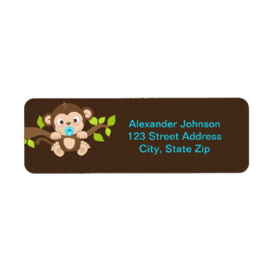 Cute Little Monkey Boy Return Address Label