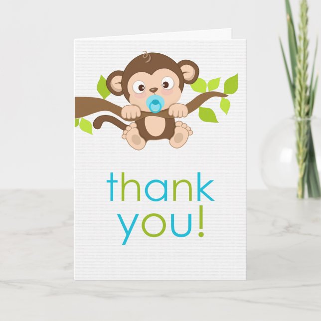 Cute Little Monkey Boy Thank You Card (Front)