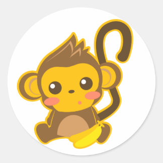 Cute Little Monkey Classic Round Sticker