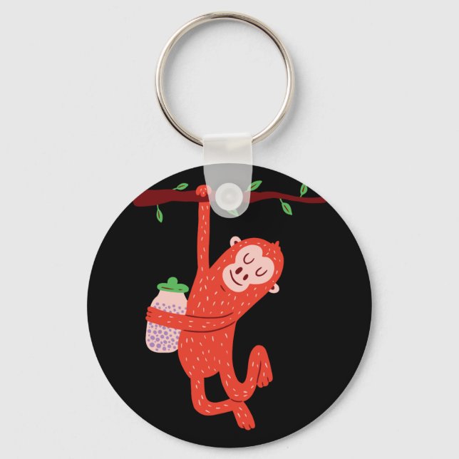 Cute Little Monkey Design Keychain (Front)