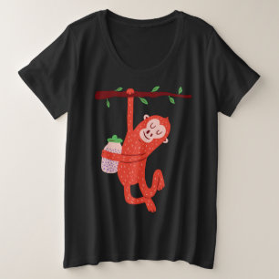 Cute Little Monkey Design Plus Size T-Shirt