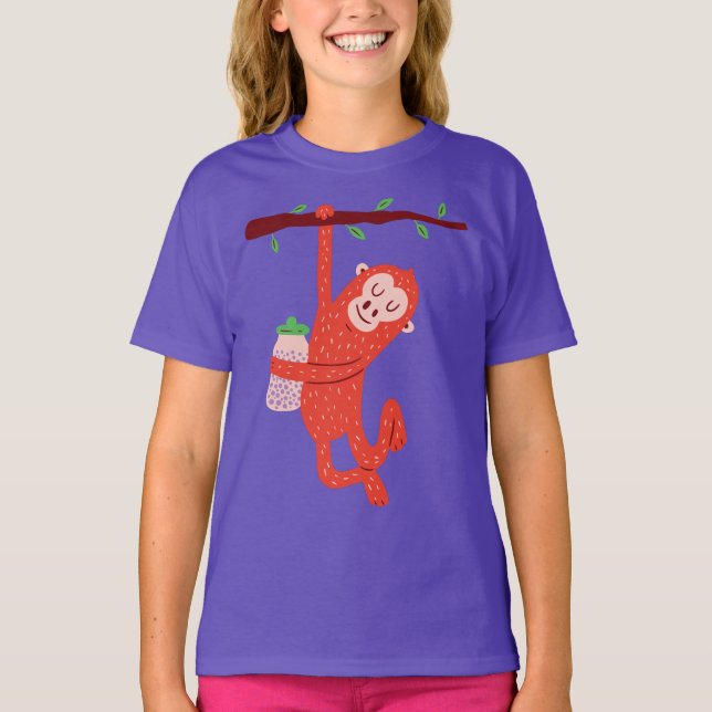 Cute Little Monkey Design T-Shirt (Front)