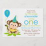 Cute Little Monkey First Birthday Invitation