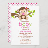 Cute Little Monkey Girl Baby Shower Invitation (Front/Back)