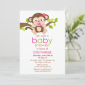 Cute Little Monkey Girl Baby Shower Invitation (Standing Front)