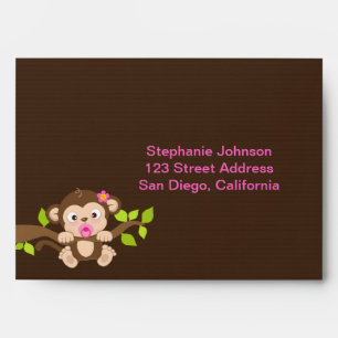 Cute Little Monkey Girl Envelope