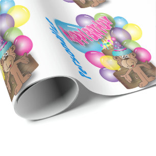 Cute Little Monkey   Happy Birthday Wrapping Paper
