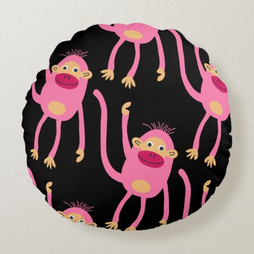 Cute Little Monkey  Round Pillow