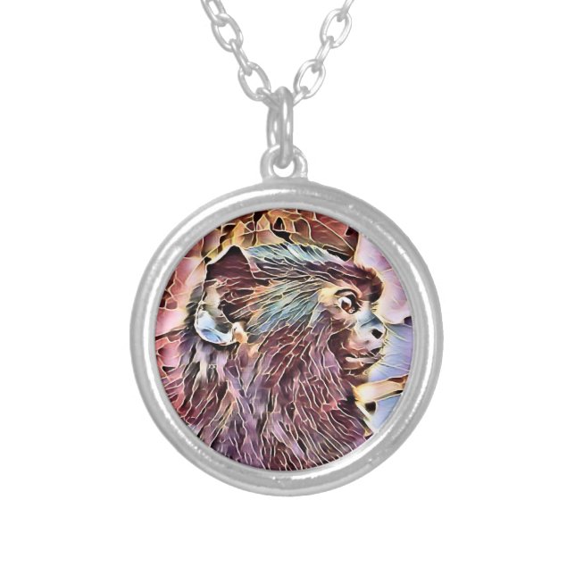 CUTE LITTLE MONKEY SILVER PLATED NECKLACE (Front)