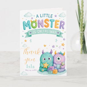 Cute Little Monster Baby Shower Halloween Thank You Card