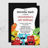CUTE Little Monster Bash Birthday Party Invitation (Front/Back)