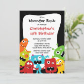 CUTE Little Monster Bash Birthday Party Invitation (Standing Front)