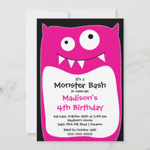 CUTE Little Monster Bash Birthday Party Invitation