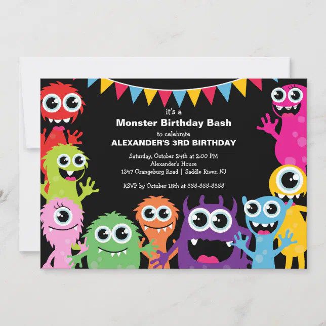 CUTE Little Monster Bash Birthday Party Invitation | Zazzle