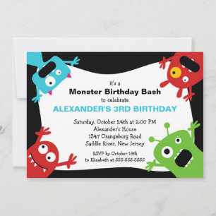 CUTE Little Monster Bash Birthday Party Invitation