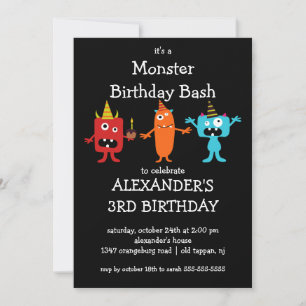 CUTE Little Monster Bash Birthday Party Invitation