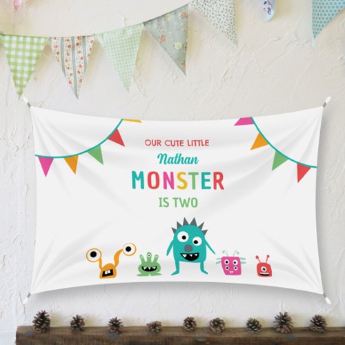 Cute Little Monster Birthday Kids Boy Colorful Banner