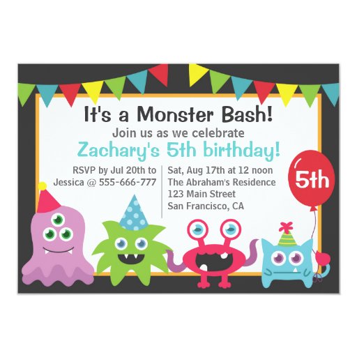 Monster Bash Birthday Party Invitations 4