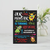 Cute Little Monster Birthday Party Invitation (Standing Front)